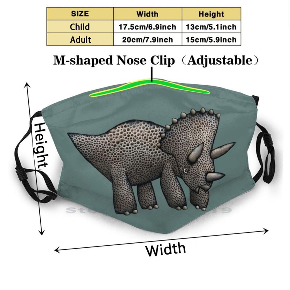 Изображение товара: Трицератопс! Маска многоразовая детская с фильтром Pm2.5 и принтом динозавра