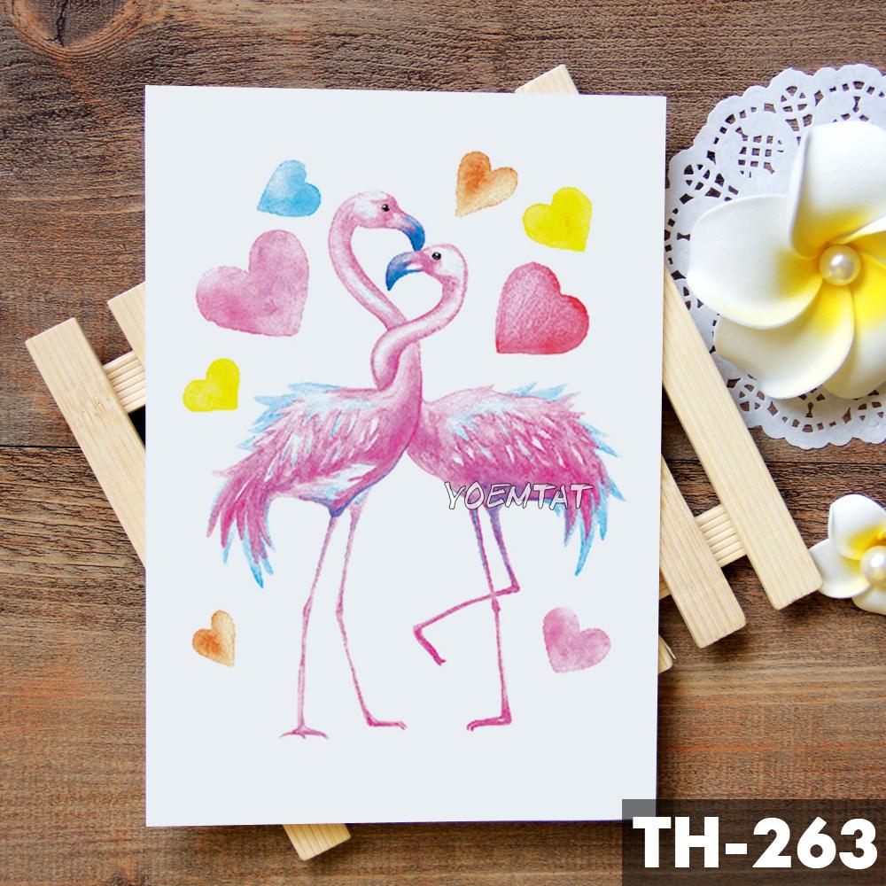 Изображение товара: Лебедь Фламинго акварель временная татуировка наклейка Единорог лиса цветы водостойкие татуировки боди-арт рука поддельные татуировки для женщин и девочек