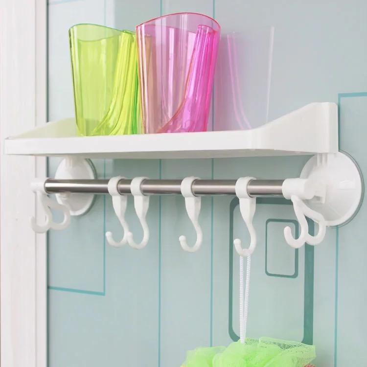 Изображение товара: Мощная пластиковая вешалка для полотенец на присоске, крючок для кухни, ванной комнаты, вешалка для полотенец без гвоздей