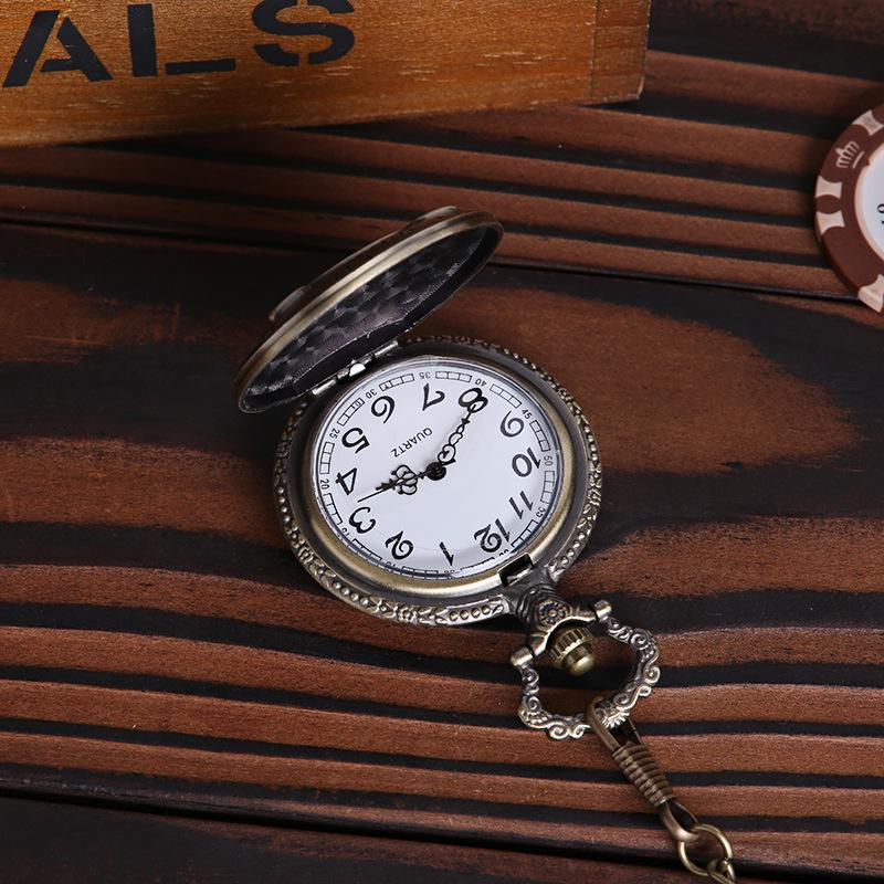 Изображение товара: 8084Owl чехол кварцевые карманные часы с ожерельем очаровательные аксессуары винтажные классические тисненые винтажные