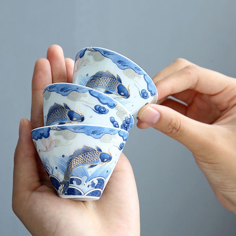 Изображение товара: Чашка для рыбного чая, керамическая фарфоровая чайная чашка, чайная посуда для китайского кунг-фу, чашки для Пуэра, контейнер, чайные чашки ручной работы, украшения, посуда для напитков