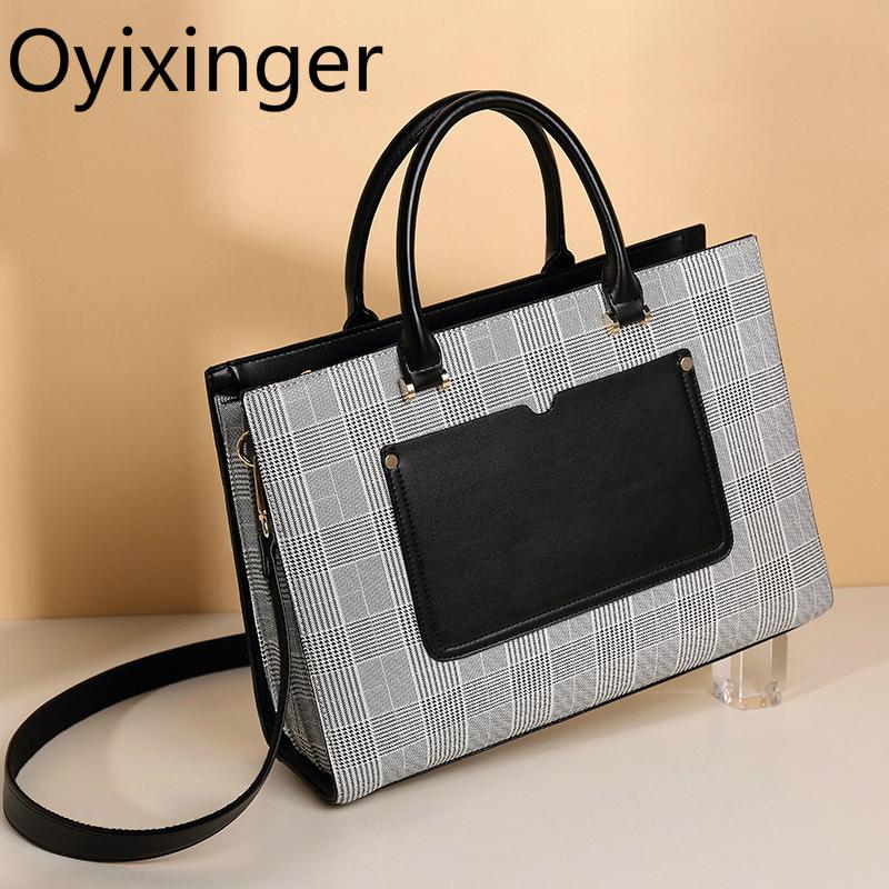 Изображение товара: Oyixinger Laptop Bag Portable Fashion Briefcase Professional Women's Business Office Bag Large Capacity Bag For 14inch Laptop A4