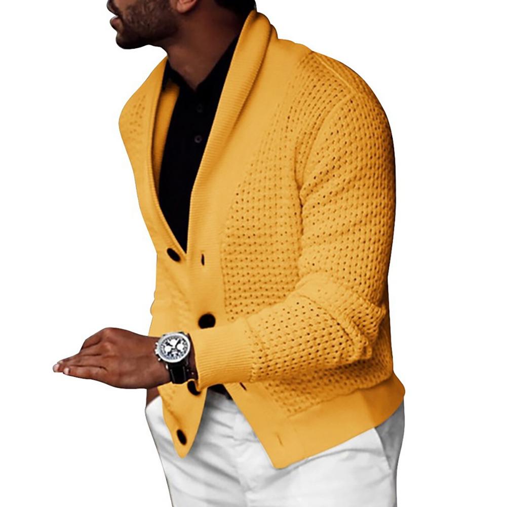 Изображение товара: Осенний мужской однотонный пуговицы для кардигана, пальто, теплый вязаный свитер, мужская одежда на каждый день