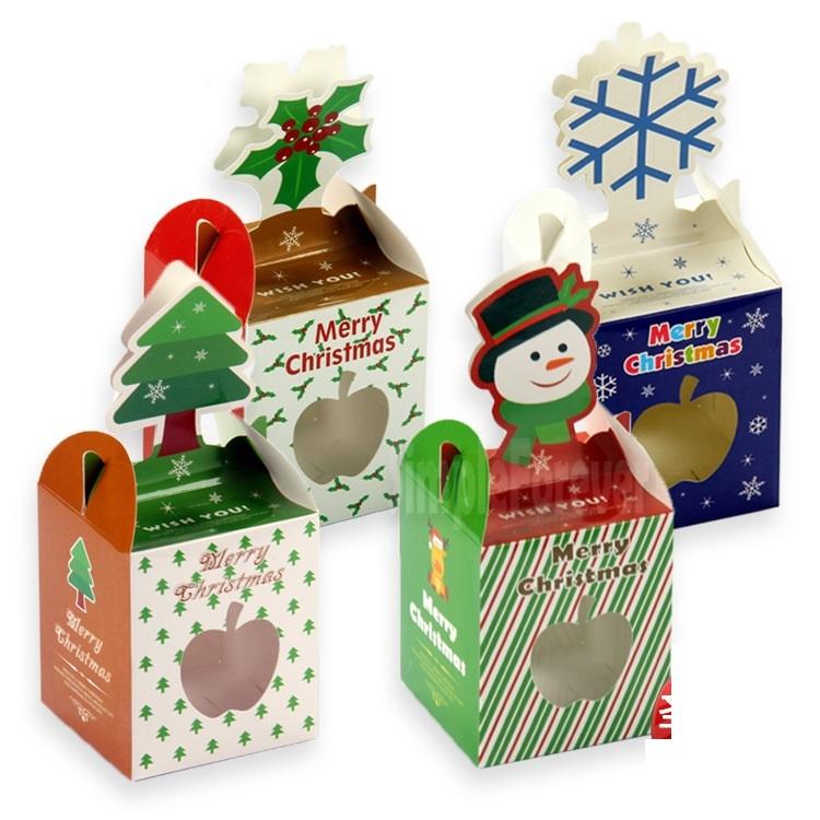 Изображение товара: Рождественская серия, коробка для упаковки кексов, 8,5*8,5*20 см, Подарочная коробка для выпечки кондитерских изделий, конфет, 500 шт.