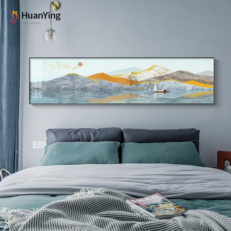 Изображение товара: Постер на холсте в скандинавском стиле, акварель, природный пейзаж, настенная живопись с изображением гор и озера, прикроватного столика, для гостиной и спальни