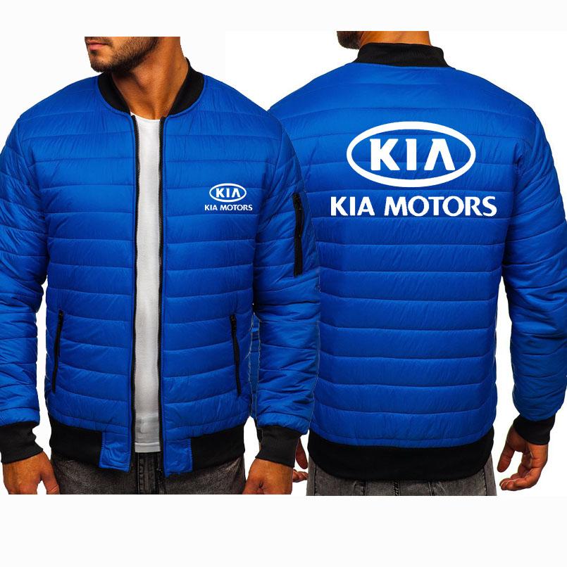 Изображение товара: Зимняя теплая куртка с флисовой подкладкой, новый мужской пуловер, Модный повседневный мужской пуловер с принтом логотипа автомобиля KIA, куртка на молнии