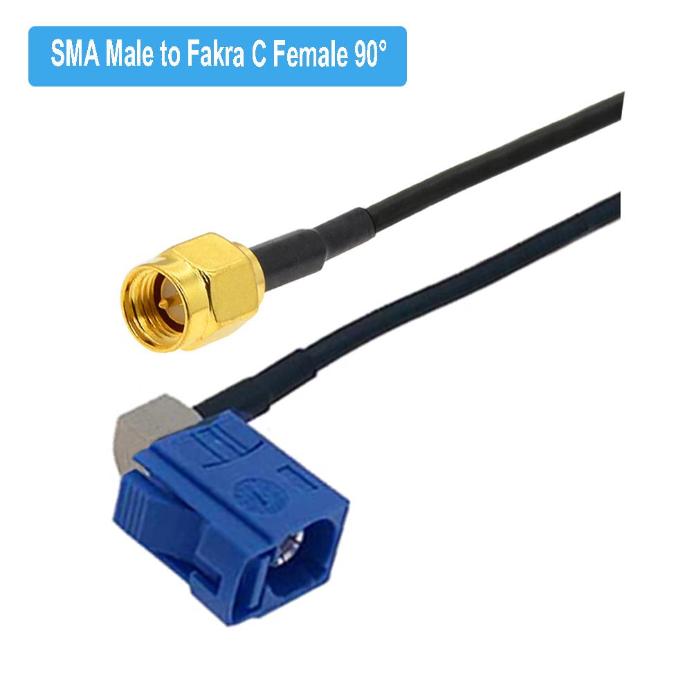 Изображение товара: 1 шт. SMA мужской синий Fakra C Male правый угол штекер GPS антенный кабель-удлинитель для RG174 RF с коаксиальным кабелем для автомобиля