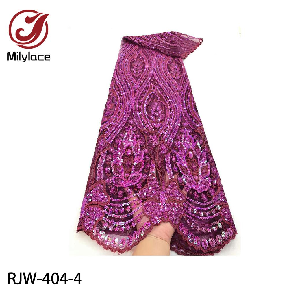 Изображение товара: Африканская сетчатая кружевная ткань высокого качества, французская сетка, тюль с блестками, вышитая ткань для вечернего платья