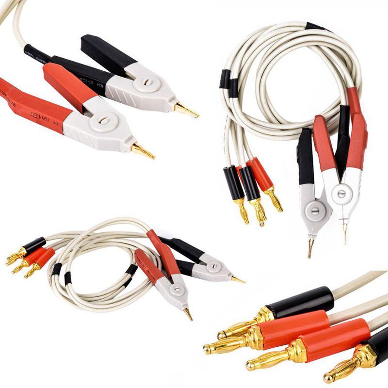 Изображение товара: 1 pair insulated banana plug clips cable Low Resistance LCR Clip Probe Leads Test Meter Terminal Kelvin New