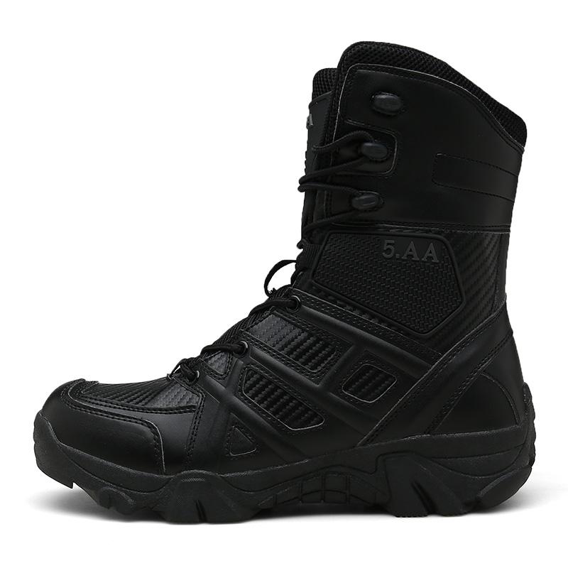 Изображение товара: Зимние водонепроницаемые мужские походные ботинки с высоким вырезом, тактические военные ботинки, кружевная кожаная обувь для пустыни на платформе, треккинговые ботинки