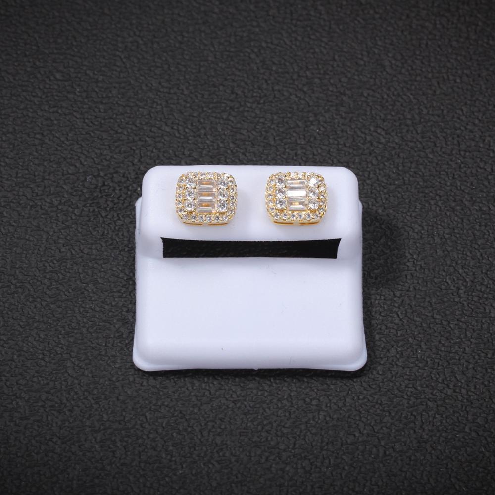 Изображение товара: Модные серьги-гвоздики TBTK в стиле хип-хоп с квадратными ушками в простом стиле с кубическим цирконием