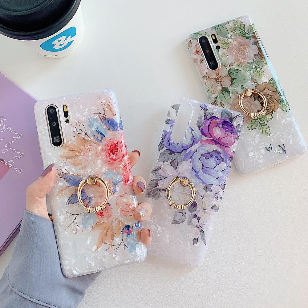Изображение товара: Мягкий винтажный цветочный чехол-накладка для Huawei P30 P20 Pro Lite Mate 20 Pro Nova 5 с кольцом на палец чехол для телефона