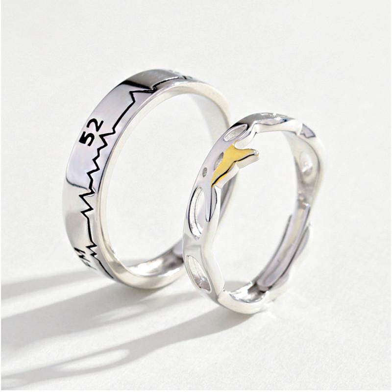 Изображение товара: Uloveido Оригинальное 925 Стерлинговое Серебро 52 Гц КИТ креативное парное кольцо простое открытие регулируемое кольцо для мужчин и женщин SALRG14