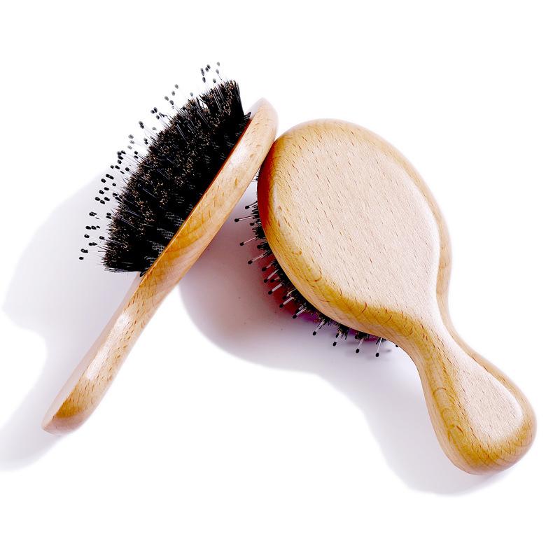 Изображение товара: Карманная расческа для волос, щетка для укладки, портативная щетка для шампуня, массажер для салона, расческа для волос, щетка из конского волоса, модный инструмент для укладки
