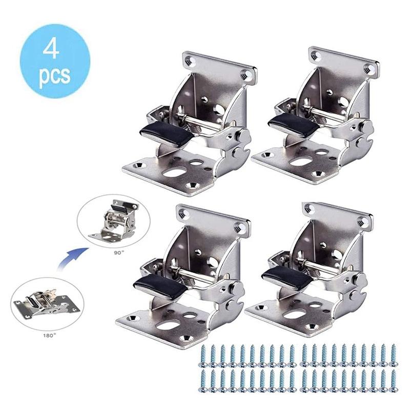 Изображение товара: 4 шт. складной кронштейн-складной ножной шарнирный кронштейн, самофиксирующийся шарнир с винтовым фиксатором для ножек стола