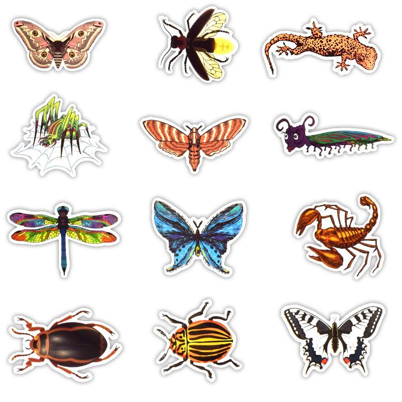 Изображение товара: Наклейки для детей, 50 шт., природа наклейки с насекомыми, муравей, божья коровка, раннее обучение, для скрапбукинга, велосипеда, багажа, ноутбука
