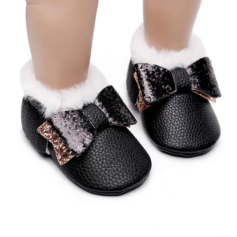 Изображение товара: Kids Baby Girl Boots Shoes Winter Fashion Children Fringed Butterfly-knot Warm Shoes Baby Leather Boots Infant Toddler Shoes