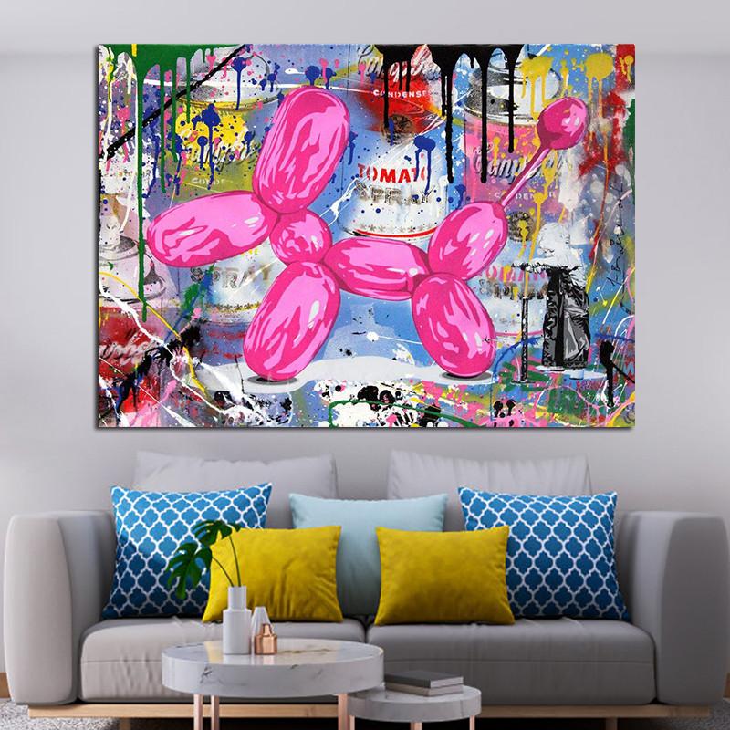 Изображение товара: Граффити, Художественная Картина на холсте, настенные картины, Мультяшные воздушные шары, принты и плакаты, Современный домашний декор для гостиной, без рамки