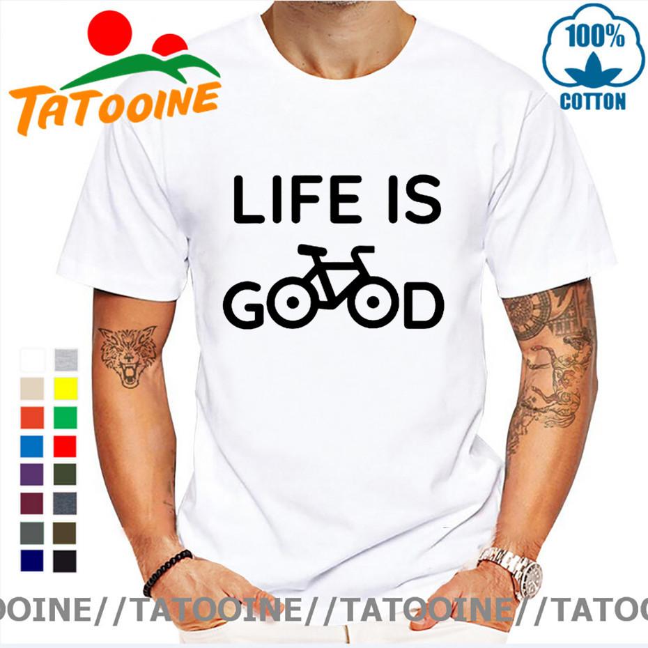 Изображение товара: Футболка Tatooine Life is Good On A Bike с низким содержанием углерода, футболка с хорошим велосипедом, базовая футболка для велосипедистов, футболка для езды на велосипеде, MTB, Байкерская футболка