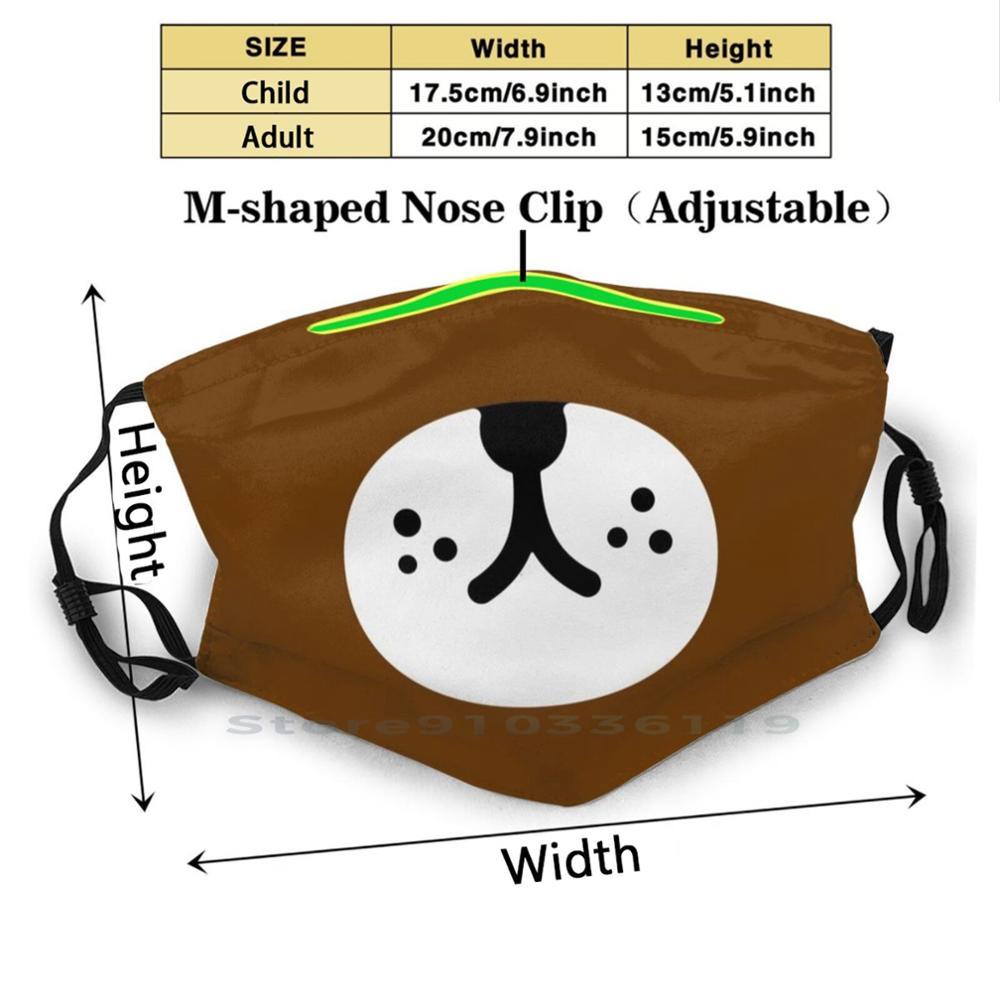 Изображение товара: Многоразовая маска для лица с принтом в виде милого коричневого медведя Pm2.5, светофильтр, маска для лица, детская мультяшная забавная маска с изображением медведя из аниме