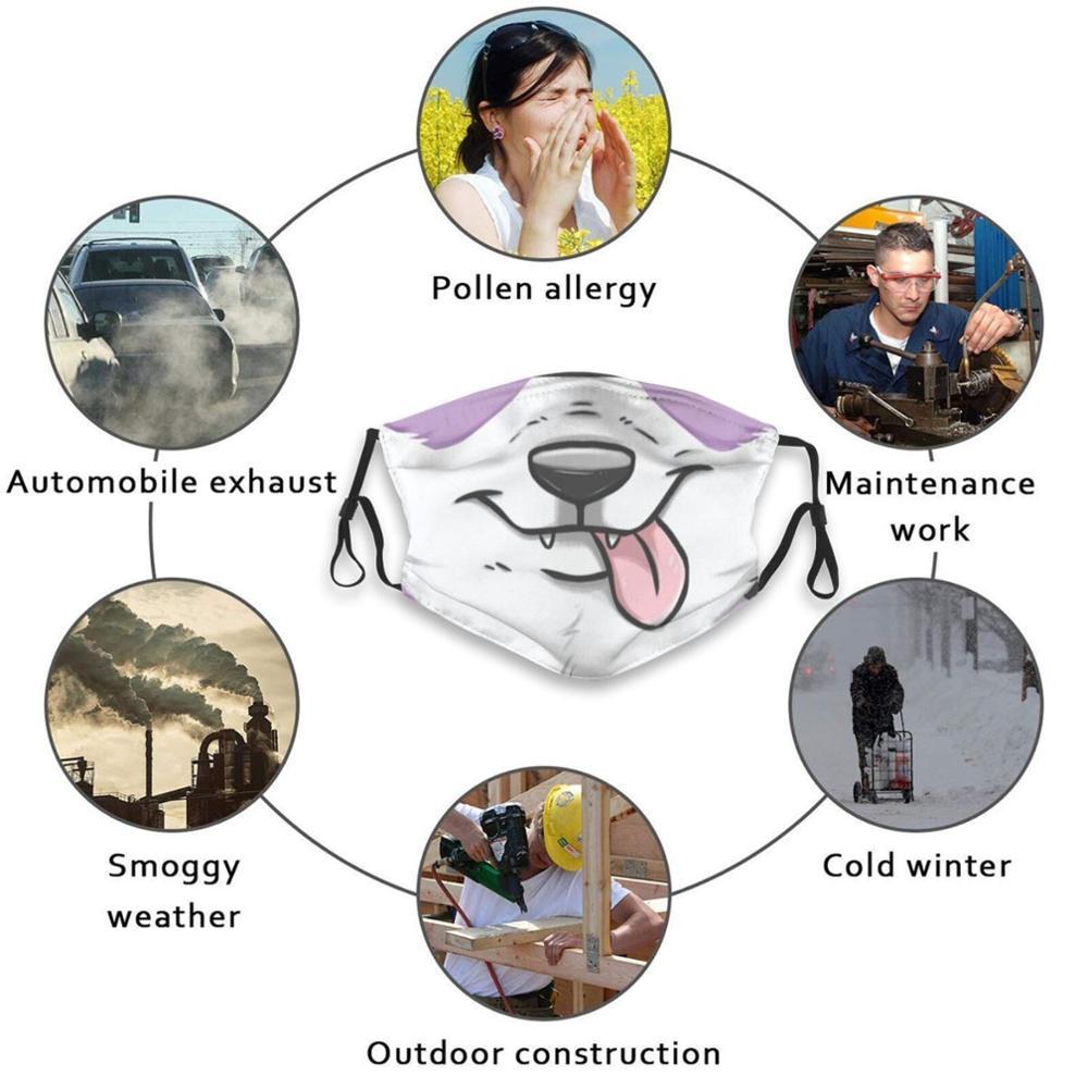 Изображение товара: Милая собака нос язык Out фиолетовый рот принт многоразовый фильтр Pm2.5 Сделай Сам рот маска дети собака язык Милая кавайная собака лицо нос