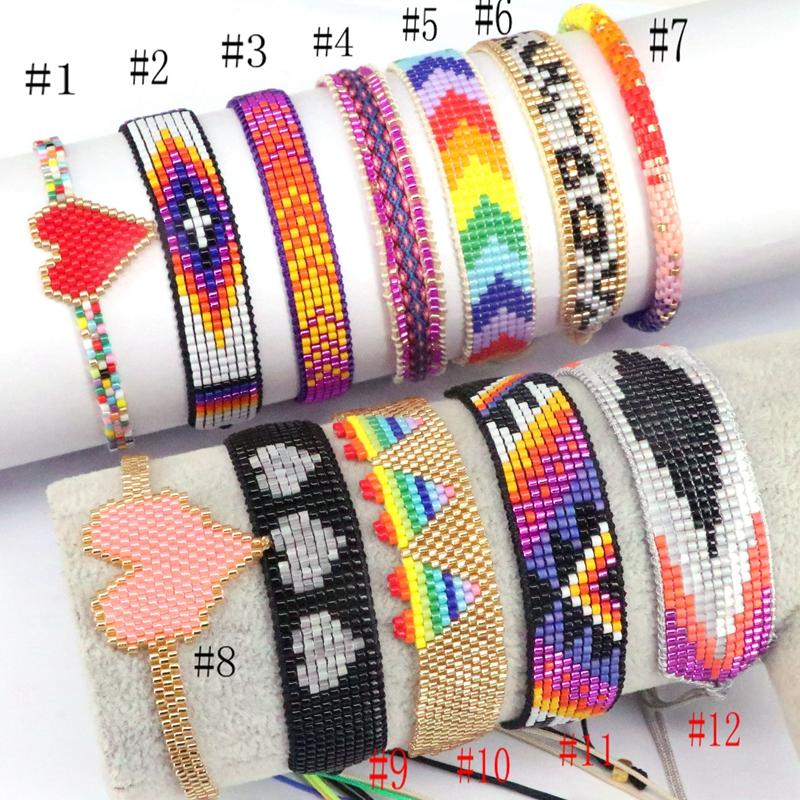 Изображение товара: 5 шт. браслет в стиле бохо 2020 Миюки смешанный узор ювелирные изделия ручной работы Плетеные радужные браслеты женские ювелирные изделия