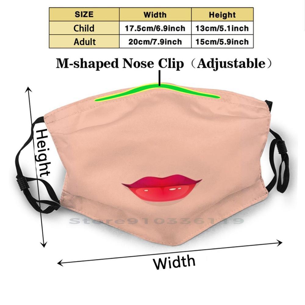 Изображение товара: Маска для лица с красными губами, многоразовая маска с принтом рта Pm2.5, маска для лица с фильтром для детей, красные губы, лица для женщин, красота, поцелуй на рот