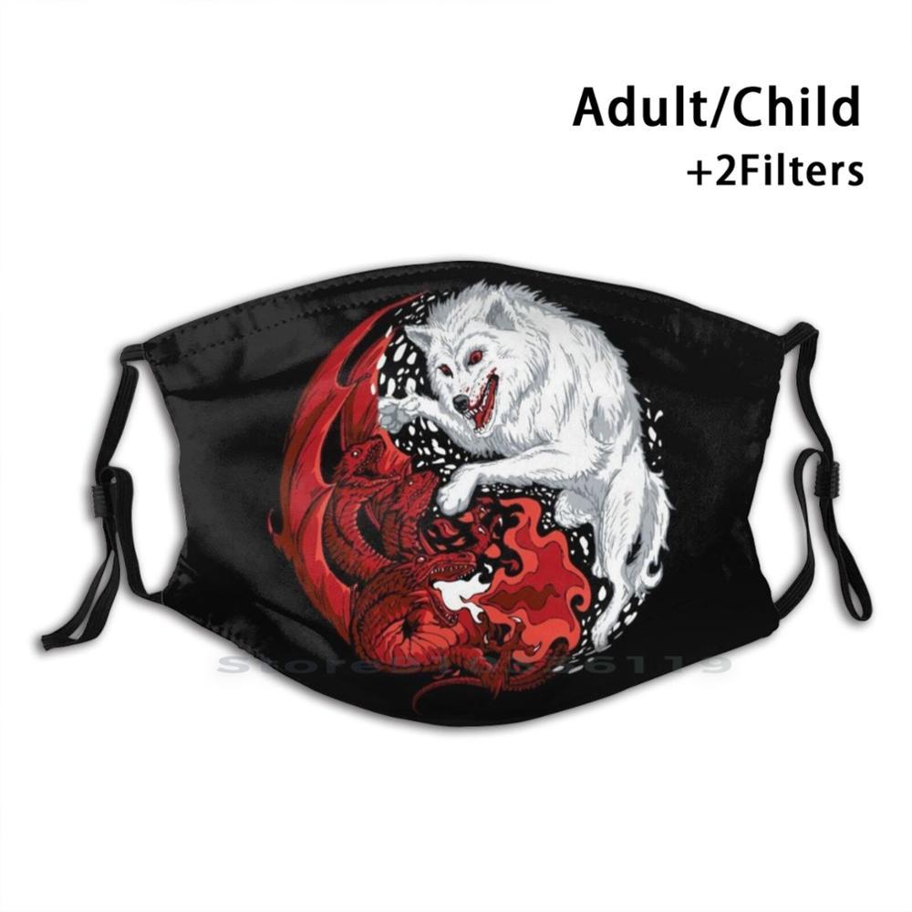 Изображение товара: Ледяная и огненная Yin - Yang детская моющаяся забавная маска для лица с фильтром волк Дракон фантазия
