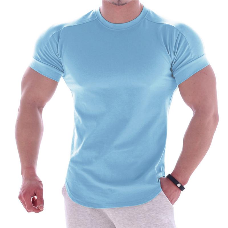 Изображение товара: Летняя Повседневная Спортивная футболка для мужчин, для тренажерных залов, для фитнеса, футболка с коротким рукавом, Мужская быстросохнущая футболка для бодибилдинга, для тренировок, топы, мужская одежда