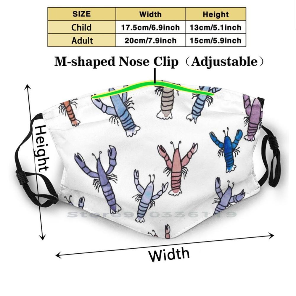 Изображение товара: Маленькая лобби лобстеры многоразовые рот маска для лица с фильтрами дети Лобстер Милые Животные морские узоры