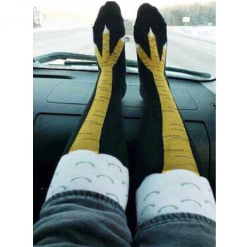 Изображение товара: Забавные высокие носки с 3d-рисунком цыпленка, чулки до бедра с мультяшными животными, креативные женские мужские носки, 3 цвета