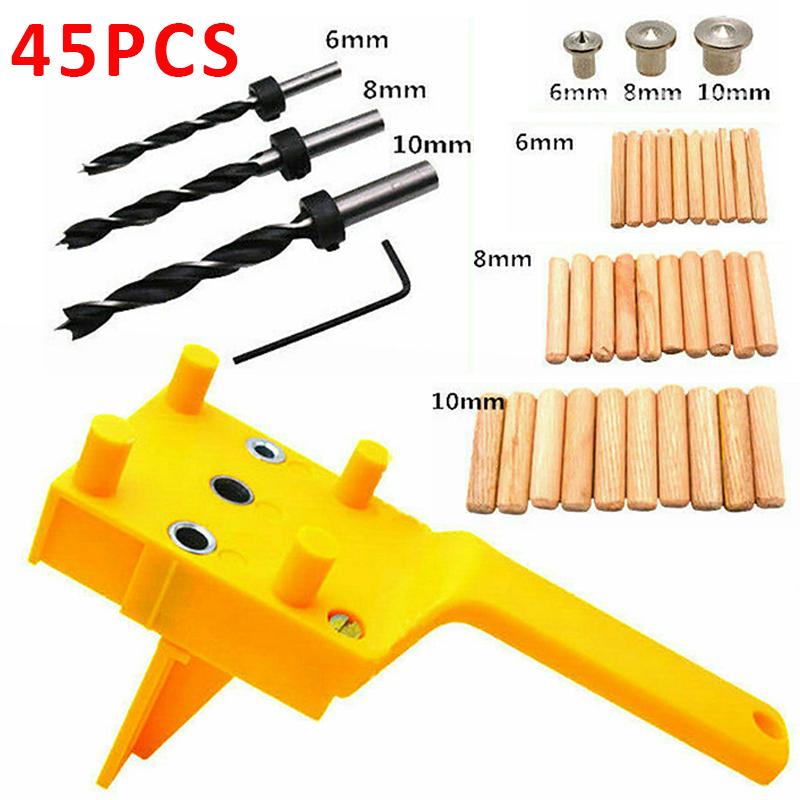 Изображение товара: 45pcs Woodworking Doweling Drill Guide Hole Puncher Kits Multi-functional 6/8/10mm Drill Guide Kit Dowel Bit Set Hole Saw Tools