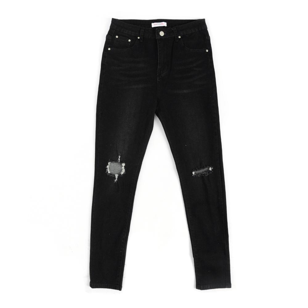 Изображение товара: Женские рваные джинсы-карандаш, черные эластичные леггинсы до щиколотки, с высокой талией, на осень и зиму