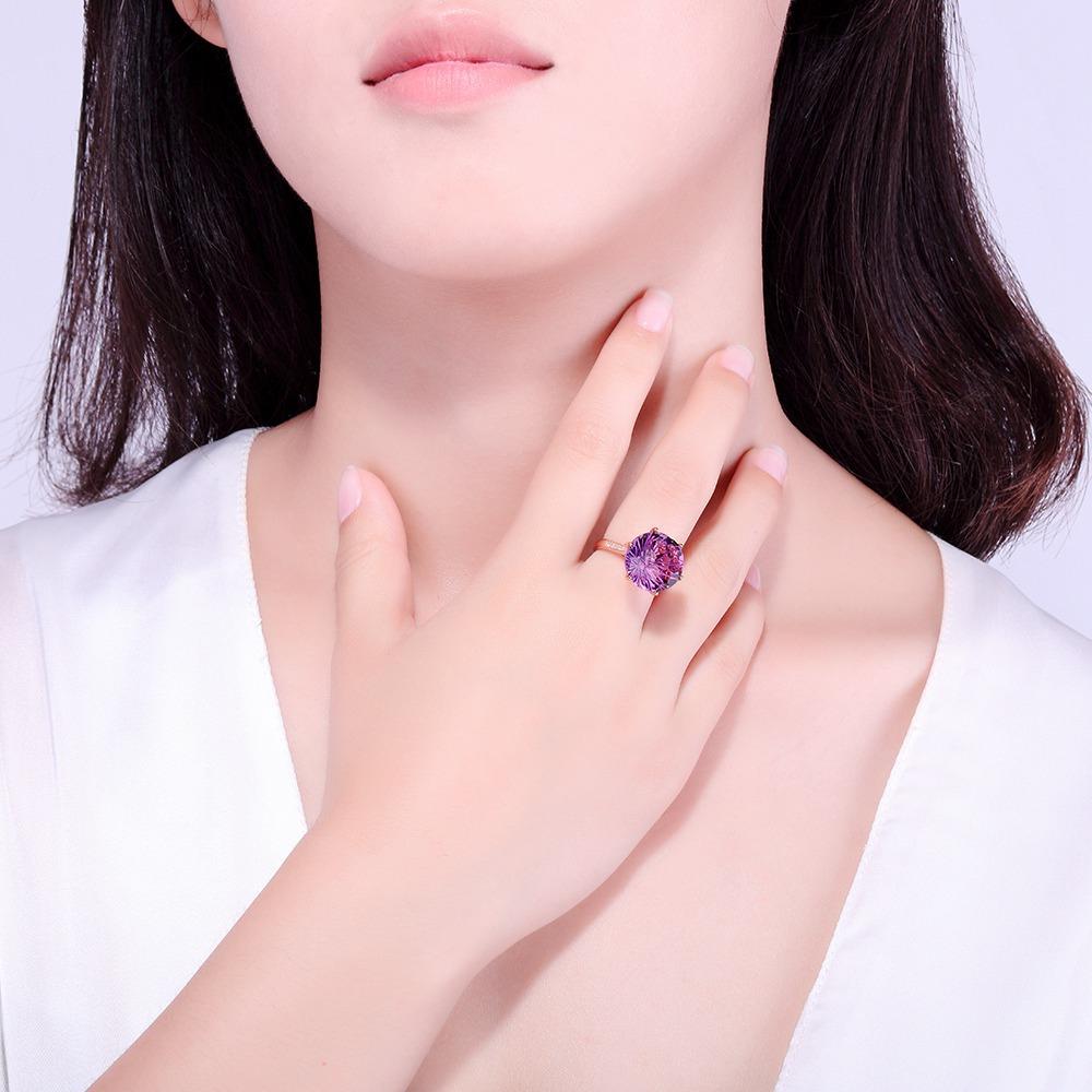 Изображение товара: Exquisite Korean Style Six Claw Opening Ring Big Purple Austrian Crystal Rings For Women Wedding Party Fashion Jewelry K5T763