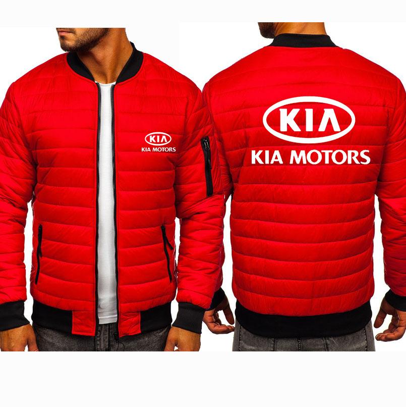 Изображение товара: Зимняя теплая куртка с флисовой подкладкой, новый мужской пуловер, Модный повседневный мужской пуловер с принтом логотипа автомобиля KIA, куртка на молнии