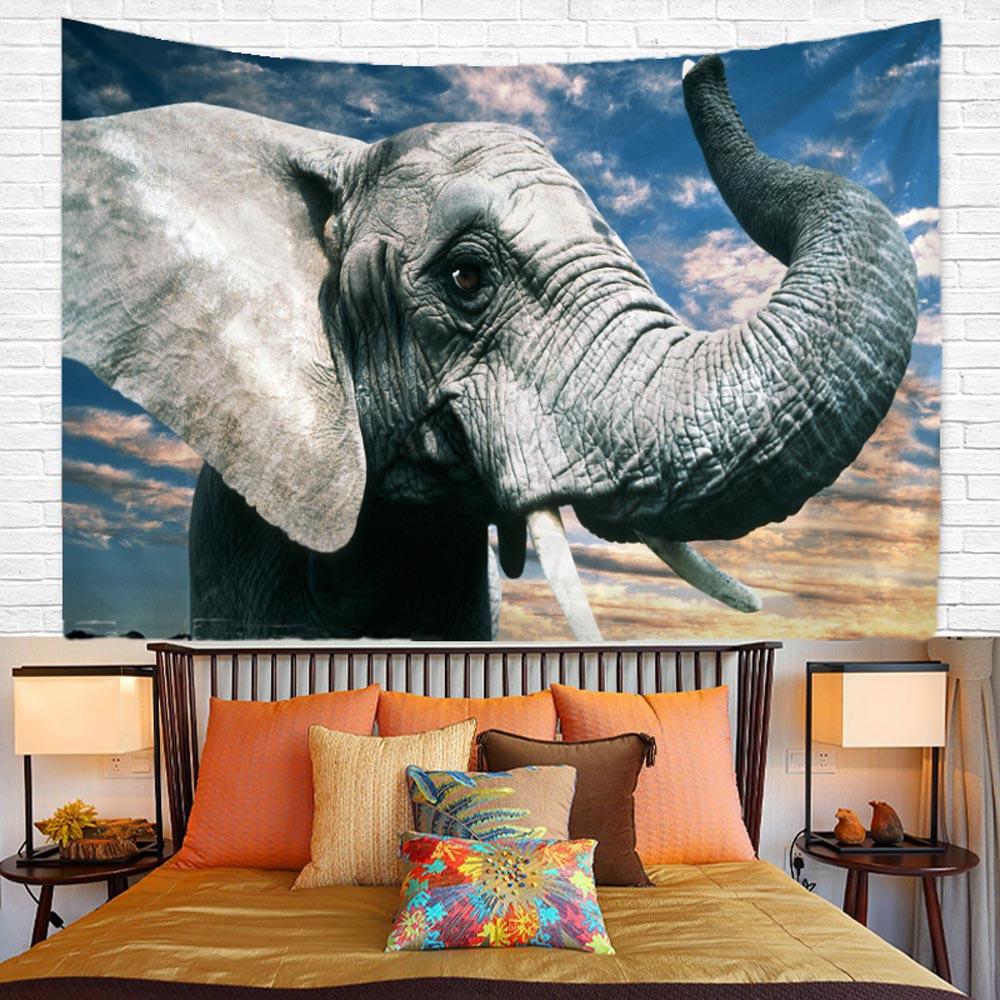 Изображение товара: Гобелен в виде слона, настенное покрывало для кровати, пляжное полотенце, скатерть, коврик для йоги в виде слона, большие размеры