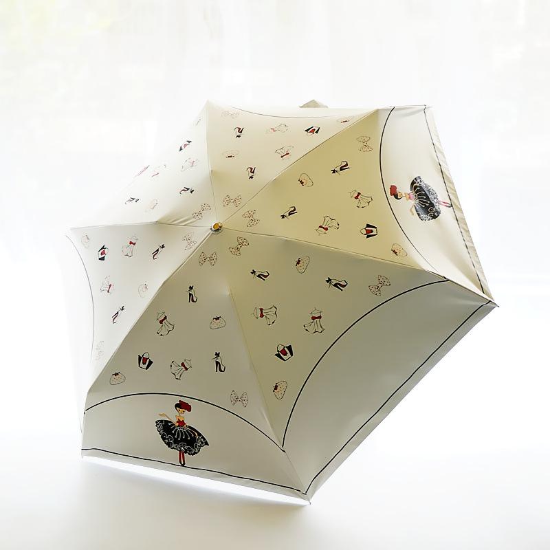 Изображение товара: Мультяшный балетный женский зонтик солнцезащитный зонтик с пятью слоями Портативный Анти-УФ маленький солнечный и дождливый зонтик