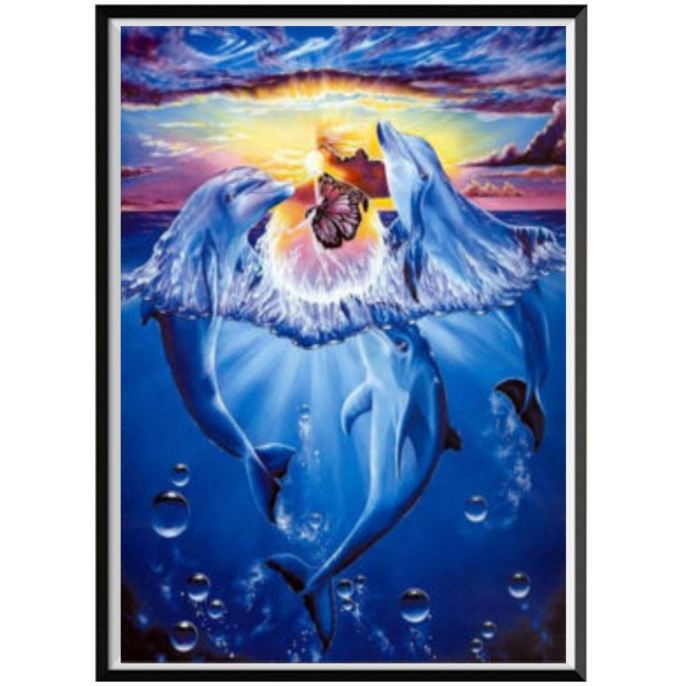 Изображение товара: DIY 5D алмазная картина животное Дельфин круглая Алмазная вышивка украшение дома настенные наклейки ручной работы рождественские подарки