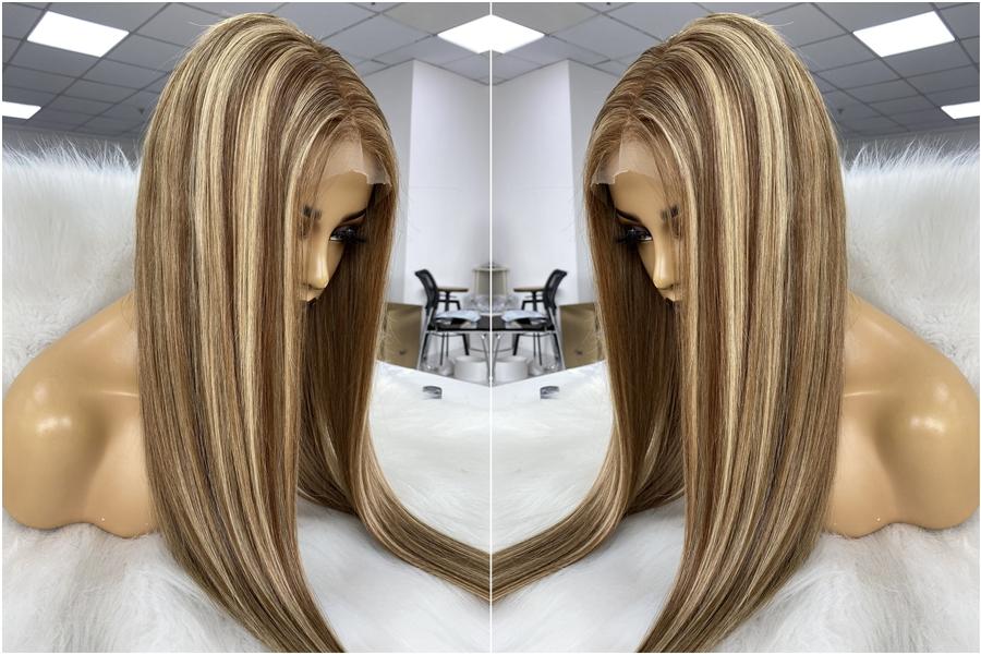 Изображение товара: Парик QueenKing из волос, плотность 180%, 6/6/18, цвет балаяж, бразильские волосы Реми, бесплатная доставка