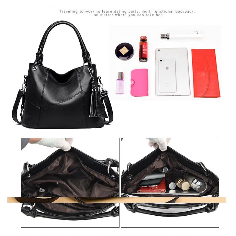 Изображение товара: Роскошные вместительные кожаные дамские сумочки OLD TANG в стиле ретро с кисточками, сумка на плечо через плечо для женщин, 2021