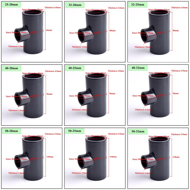 Изображение товара: Тройник для орошения, 3-сторонний Тройник, внутренний диаметр 32-90 мм Труба НПВХ, рама для гидропоники, аквариума