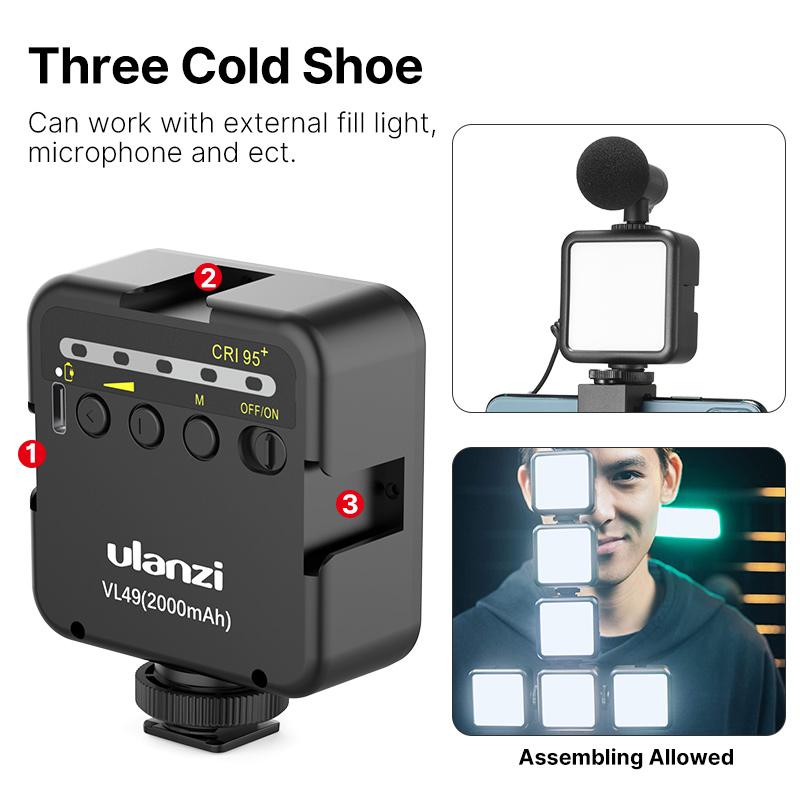 Изображение товара: Комплект для видеокамеры ULANZI Vlog 3 VL49, мини-штатив со светодиодной подсветкой, держатель телефона для цифровой зеркальной камеры, iPhone 11 Pro Max, видеокамера