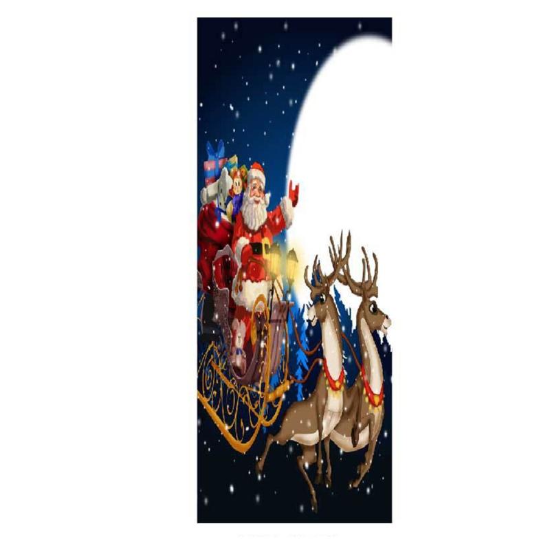 Изображение товара: 77 см/90 см рождественские украшения 3D настенные наклейки Снеговик Санта Клаус Рождественская елка шаблон водонепроницаемые наклейки на дверь