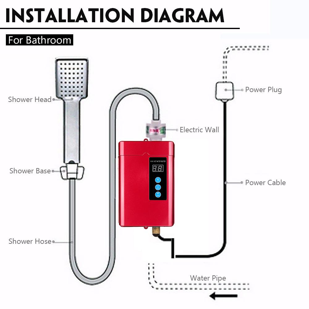 Изображение товара: Электрический нагреватель горячей воды без резервуара, термостат с регулируемой температурой для ванной и кухни, 4000 Вт, 110 В