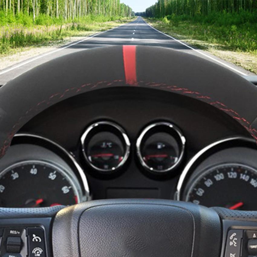 Изображение товара: LQTENLEO черная замшевая кожа Чехол рулевого колеса автомобиля для Opel Astra J Zafira 2010-2016 Buick Encore Cascada Verano 2013-2019