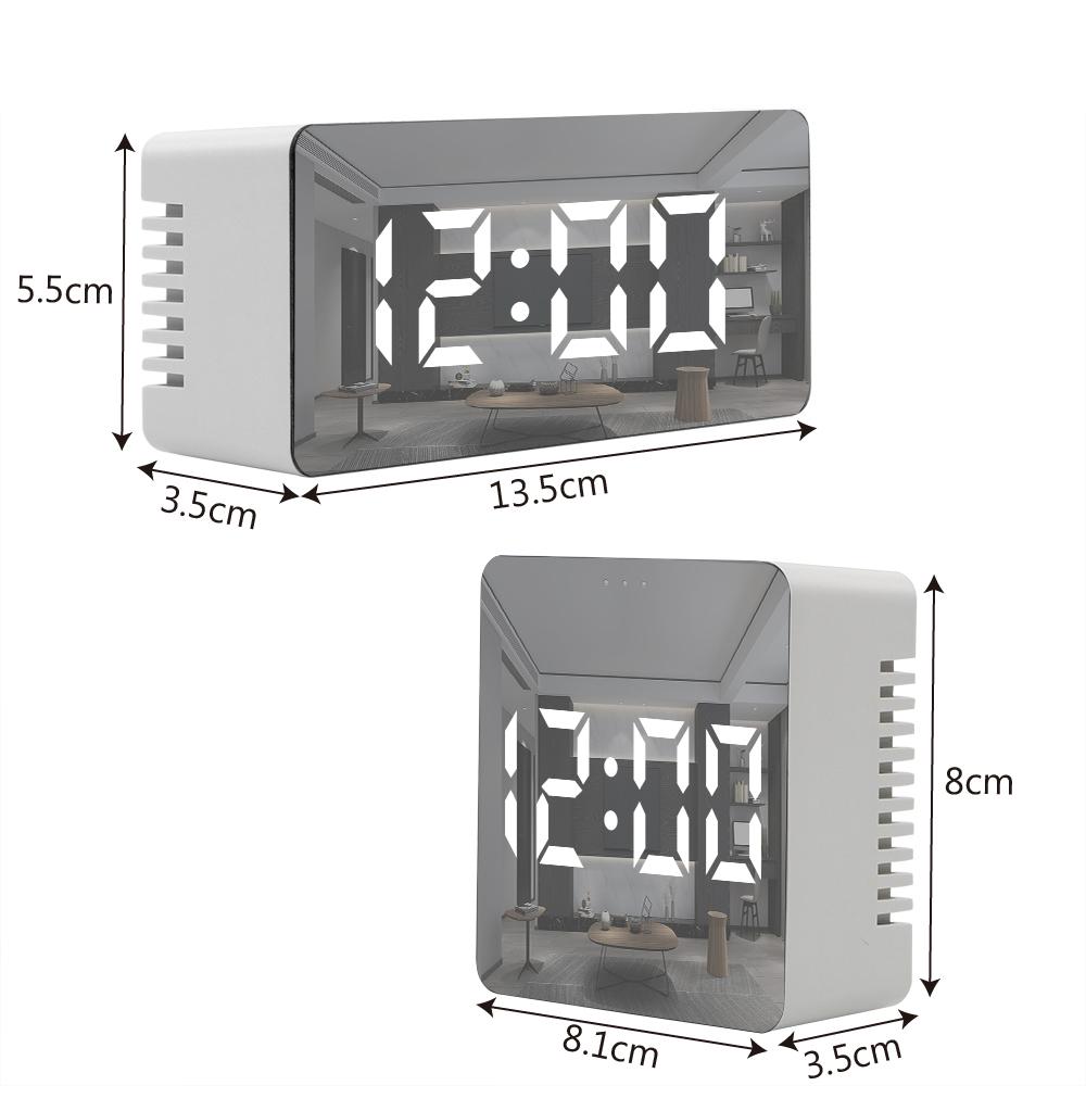 Изображение товара: Светодиодные настольные часы с USB и аккумулятором, цифровой будильник с ночным режимом, термометр, зеркальные часы с повтором сигнала, настольное украшение