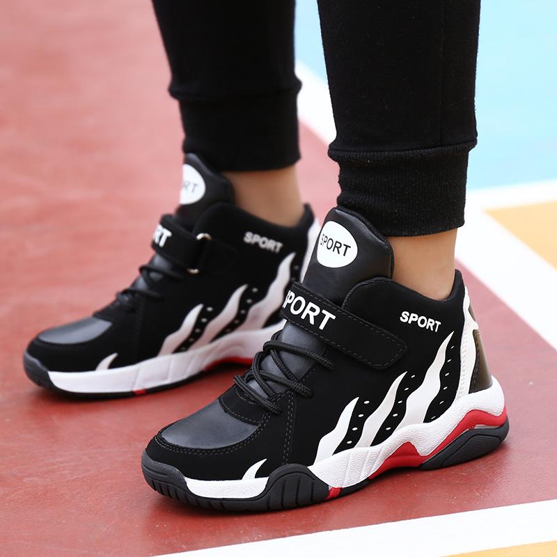 Изображение товара: Баскетбольные детские кроссовки, детская повседневная обувь для мальчиков, кроссовки для девочек, кожаная нескользящая обувь для бега, кроссовки