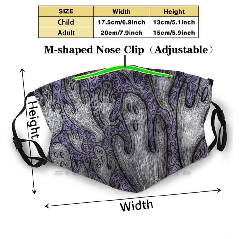 Изображение товара: Маска для лица многоразовая серая с фильтрами, для детей, в готическом стиле, с привидениями, фиолетового цвета, с привидениями, для Хэллоуина, сверхъестественное страшное укрытие