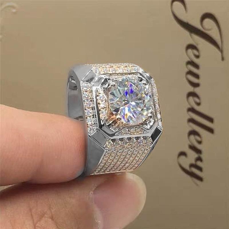 Изображение товара: Zircon Wide Version Men's Rings Fashion Creative Rhinestone Prong Setting Ring New Trapezoid Style Ring for Men Handmade Jewelry