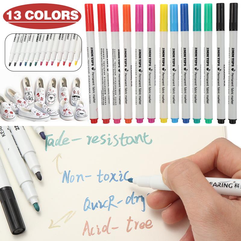 Изображение товара: 13 шт. нетоксичные маркеры для одежды, тканевые ручки для рисования, сделай сам, футболки, пигментные ручки для рисования, маркеры для рисования